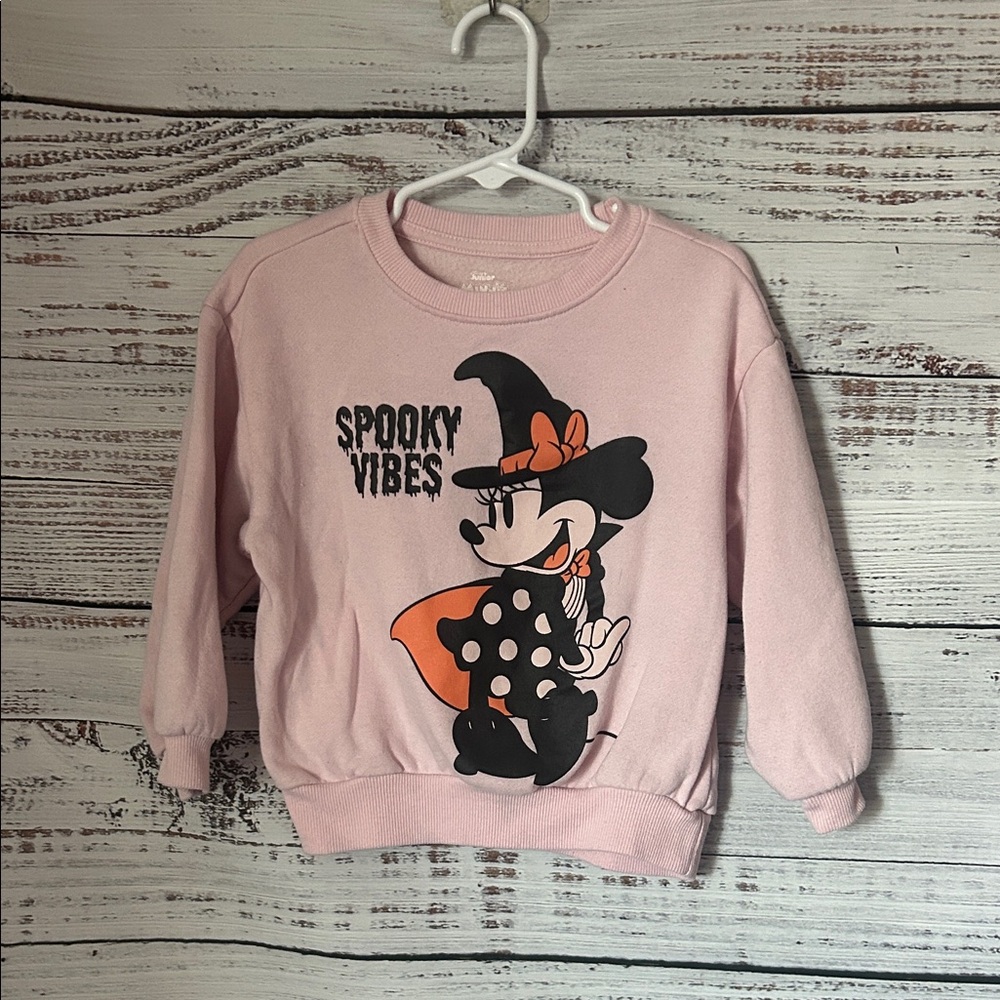 Disney Pink Minnie Mouse Halloween Spooky Vibes Sweatshirt size 4t